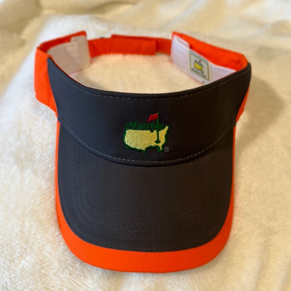 Masters Black and Orange Golf Visor with Embroidered Logo